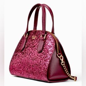 Kate Spade Reiley Deep Plum Glitter Satchel Crossbody
